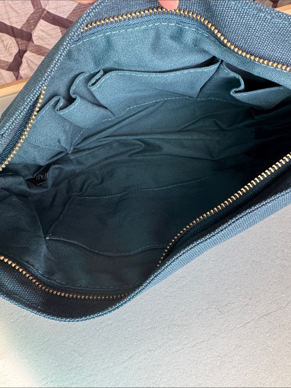 Portland Leather Black Shoulder Bag with Teal Interior - Picture 9 of 11